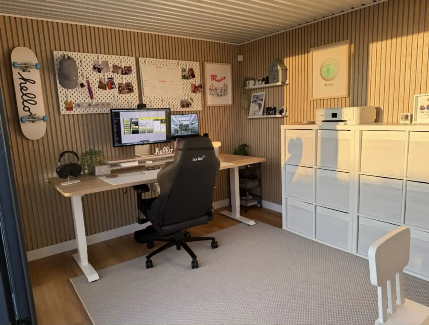 Caban garden room fitted out as a home office